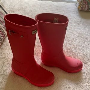 Girls size 4 34 HUNTER BOOTS pinkish red rain snow